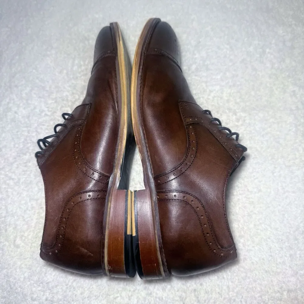 Johnston & Murphy 59-1993 Brown Leather Dress Shoe Men's 10.5M Carriker Cap Toe